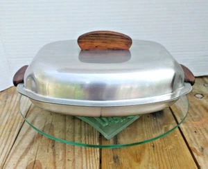 Vintage überdachter Server Dänemark Teak Griffe Edelstahl 11" MCM Retro Bauernhaus - Bild 1 von 15