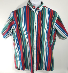 Camicia vintage Sears Roebuck da uomo grande L colorblock righe verticali abbottonata - Foto 1 di 7