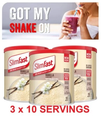 3 SlimFast Vanilla Meal Replacement Powder Shake Mix Weight Loss Diet Milkshake - Image 1 of 4