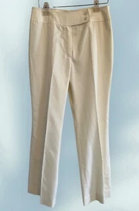 Escada Women's Dress Pants High Rise Flair Wide Leg Ivory Cotton Size 40 30x30 - Picture 1 of 10