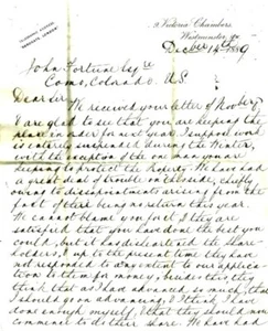 ALEX BROGDEN 1889 LONDON BRIEF JUGENDSTIL MONDE MINE CO JOHN FORTUNE COMO COLORADO - Bild 1 von 3