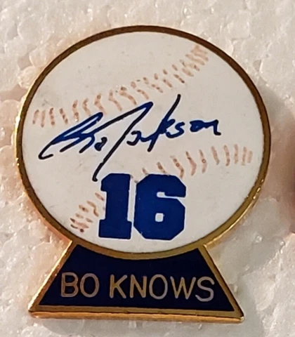 Kansas City Royals BO JACKSON #16 Lapel Pin - BO KNOWS Signature Ball Cover