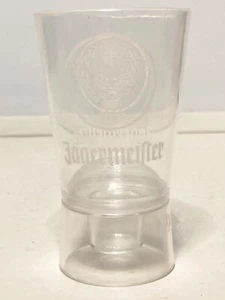 Jagermeister Plastic Shot Glass, Clear, White Deer Logo & Lettering, Lightweight - Picture 1 of 3
