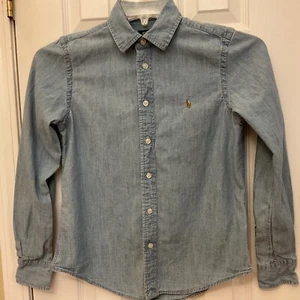 Polo Ralph Lauren Boys Shirt Denim Long Sleeve Button Up XS Pony Logo - Picture 1 of 9