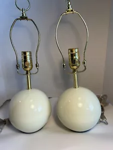 Kate Spade New York Glossy Ivory Small Sphere Globe Table Lamps No Shade - Picture 1 of 21