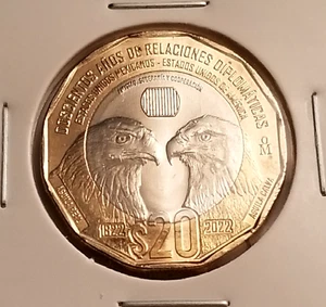 Mexico 20 Pesos 2022 Two Hundred Years of Diplomatic Relations USA-MEX 1822-2022 - Picture 1 of 4
