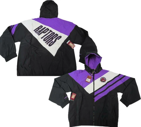 New Toronto Raptors Mens Mitchell & Ness Asymmetrical Blocked Light Jacket $120 Cover