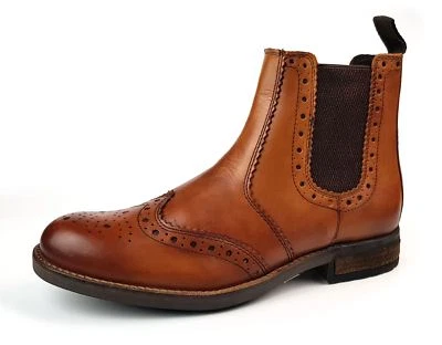 Roamers Chepstow Herren Brogue Chelsea Händler Stiefel hellbraun gestillte Sohle Größe