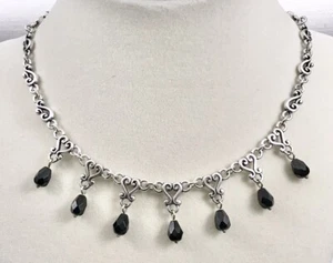Brighton Vivaldi Collar Black Crystal Dangle Silver Necklace. #1016 - Picture 1 of 4