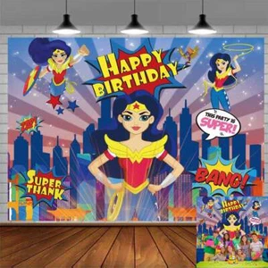 Wonder Woman Party Supplies Cartoon Backdrop Banner Poster for Girls 7x5ft - Picture 1 of 7