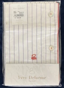 Yves Delorme MALO Ecru Boudoir Shams Satin Swan Buttons Blue Red Ecru - 1 PR - Picture 1 of 18
