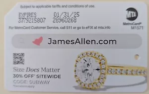 JamesAllen.com NYC MetroCard-Expired, Mint condition - Picture 1 of 2