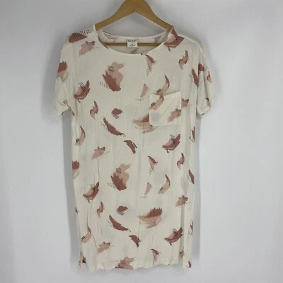 Soma Nightgown Sleepshirt Size Small Ivory Pink Print Loungewear Short Sleeve - Image 1 of 4