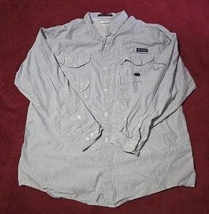 Columbia Super Bonehead Fishing Shirt Men’s XL Blue White Stripe Vented PFG - Picture 1 of 8