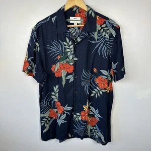 Marks & Spencer M&S Floral Shirt, Navy Blue, Linen Viscose, Size Mens Medium - Picture 1 of 8