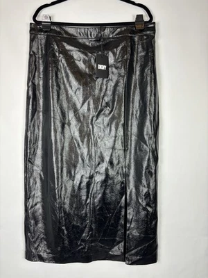 DKNY Black Skirt Leather PVC Pencil XL Brand New RPR 190£ - Image 1 of 4