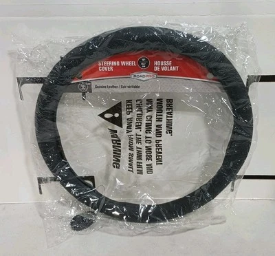 RPSW3006 Black 18" Genuine Leather Steering Wheel Cover - Image 1 of 4