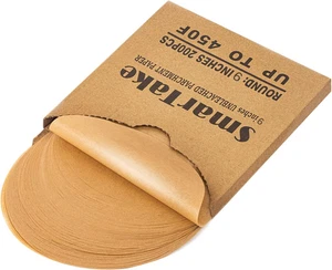 SMARTAKE 200 Pcs Unbleached Parchment Paper Baking Sheets Round, 9 Inches Non-St - Bild 1 von 12