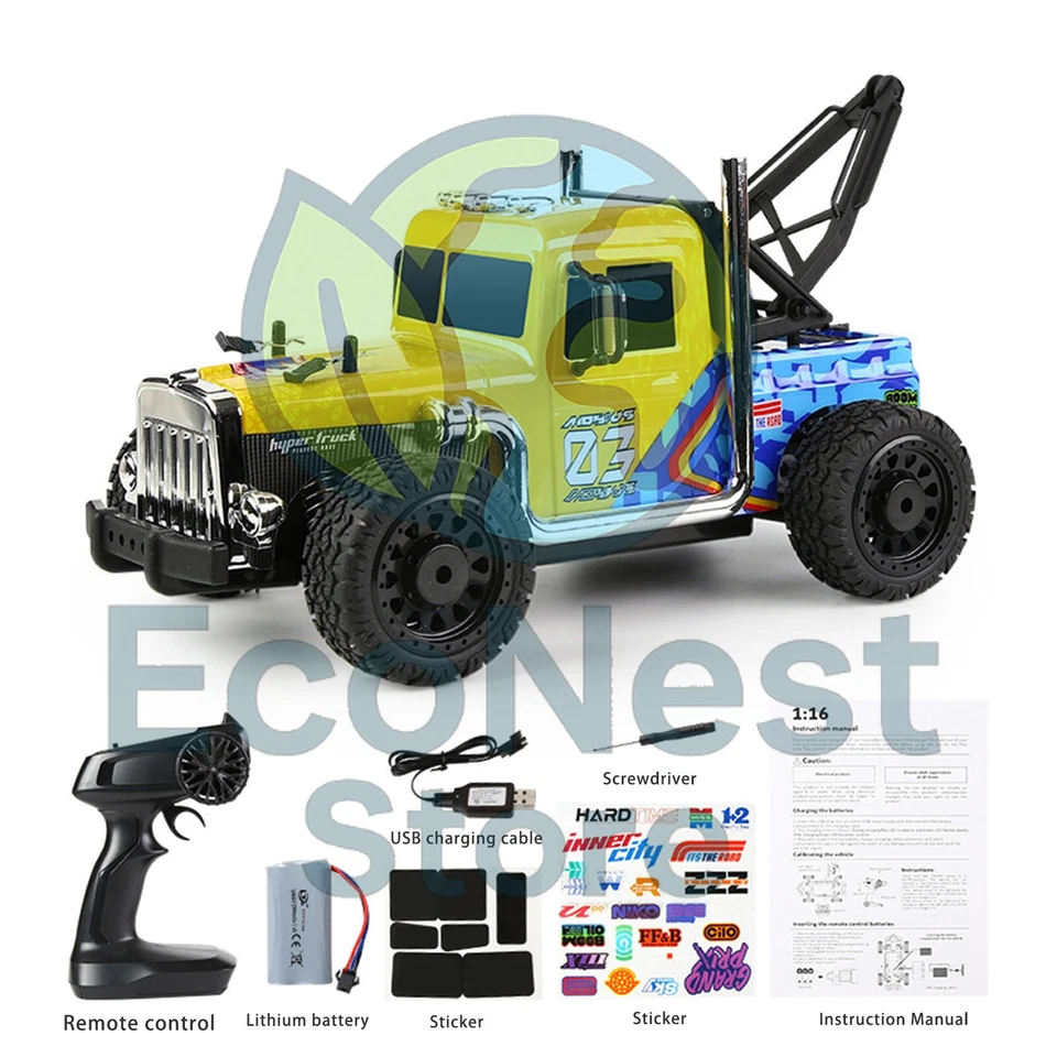 1:16 Hi Speed RC Big Wheel Drift Tow Truck 4X4 Proportional 2.4 Ghz Gife - Image 1 of 4