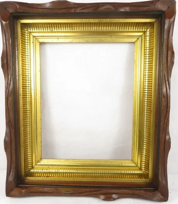 marco de fotos antiguo madera de nogal tallada en oro 8 X 10 Foto 1 de 4