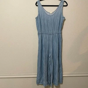 Tuta Chambray Gap blu denim senza maniche gamba larga cropped pezzo unico taglia M - Foto 1 di 5