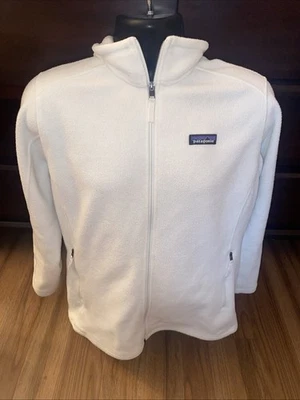 Patagonia Synchilla Fleece Jacket Mens XL White Full Zip Stand Collar Pockets - Image 1 of 4