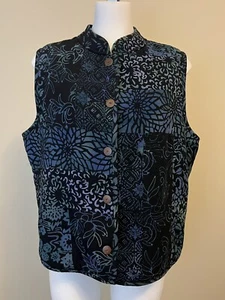 NTCO Nomadic Traders Blue Patterned Patchwork Vest Size Large - Picture 1 of 5