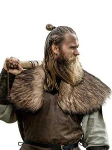 Retro Viking Warrior Cape Fur Collar Cloak Medieval Accessories Renaissance - Picture 1 of 5