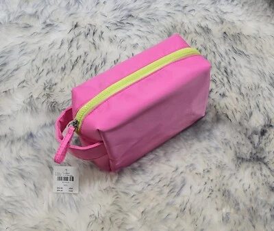 NWT ANTHROPOLOGIE COSMETIC MAKEUP BAG PURSE  PINK WITH GREEN ZIPPER $30.00 - Image 1 of 4