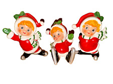 Josef Originals Skaters Figurine Set of 3 -Vintage Christmas Japan Free Shipping