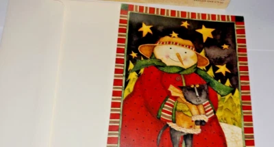 LANG Christmas Cards HUGS & KITTENS Debi Hron SNOWMAN & black CAT 12 cards total - Image 1 of 4