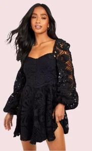 Boohoo Petite Premium Lace Skater Dress – UK 12 / US 8 – BNWT – RRP £45 - Picture 1 of 8