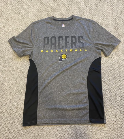 INDIANA PACERS GRAY BLACK  TRAINING RUNNING T-SHIRT MEN’S MEDIUM NBA BASKETBALL Cover