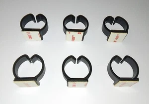 6 x Medium Cable Tidies TV Wire Tie Holders Self Adhesive Black Plastic Stick On - Bild 1 von 4