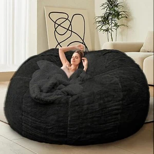 Bean Bag Chair for Adults Kids Without Filling Comfy Fluffy Giant Round Beanbag - Picture 1 of 7