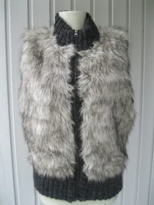 Ann Taylor LOFT Faux Fur WOOL ALPACA Blend Zip Up VEST M / L $98 BUST: 40 - Picture 1 of 8