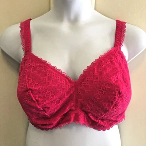 Auden Sz. 4X ( 44DDD-46DD ) Wireless Unlined Lace Bralette Pink Pad Pockets NWT - Picture 1 of 11