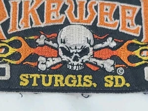 2004 Sturgis Bike Week Patch Skull & Crossbones Black Orange Flames 4" x 2" SD - Picture 1 of 7