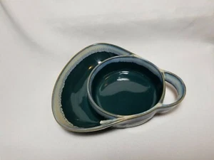  LTD Commodities Stoneware Drip Glaze Soup Cracker Bowl Chip Dip Dish; green - Picture 1 of 7