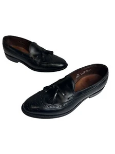 Men's Dress Shoes Allen Edmonds Manchester Tassel Loafer Sz 9.5 R Black Leather - Picture 1 of 12
