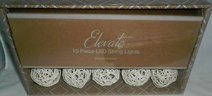WHITE RATTAN BALLS 10 Piece LED String Light Set Battery Operated - Picture 1 of 1