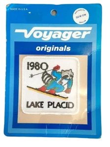 Vintage Voyager Lake Placid 1980 Winter Olympics Downhill Skiing Souvenir Patch - Picture 1 of 3