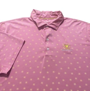 Johnnie-O Polo Shirt Mens XXL Pink Yellow Presidents Cup AOP Golf Perforformance - Picture 1 of 9