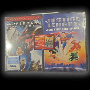 SUPERMAN Returns & JUSTICE LEAGUE Animated DVD 2 pack * WALMART MINI COMIC BOOK - Picture 1 of 4