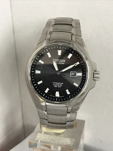 Citizen Herren Eco Drive Analog schwarzes Zifferblatt Titan Armband Uhr BM7170-53L - Bild 1 von 12