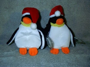 Set of 2 Retired Beanie Baby Christmas Zero Penguin 1998 PE Pellets 4207 - Picture 1 of 2