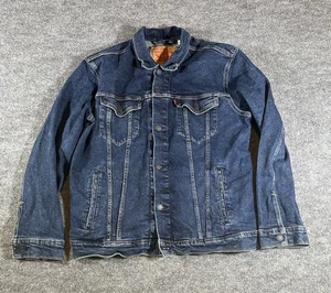 Levi’s Men’s XL Denim Trucker Jacket Button Up Dark Wash EUC - Picture 1 of 7