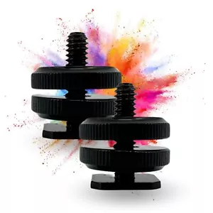 2 x Double Layer Schraube für Blitzschuhadapter 1/4 Zoll Kamera Cold Hot Shoe - Bild 1 von 6