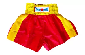 Red Yellow Muaythai Shorts Muay Thai KickBoxing Embroidery Costume Mma K1 UFC - Picture 1 of 2