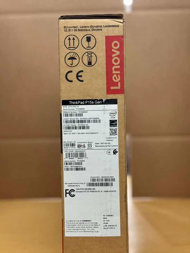 New Lenovo ThinkPad P15s Gen 1 20T4 - Core i7 10610U, 512GB SSD, 16GB Ram - Image 1 of 2